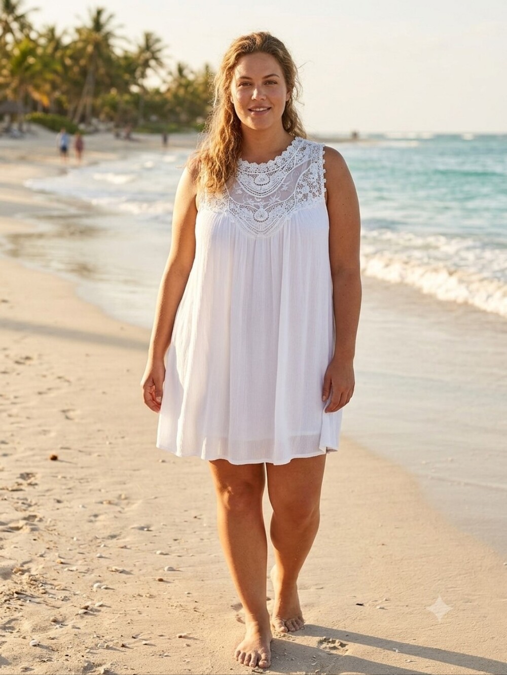 Torrid Sleeveless Crocheted Lace Tunic/Top - White